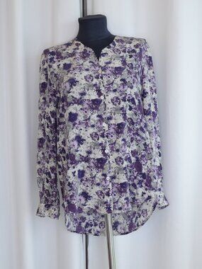 The Kooples 100% Silk Floral Button Up Blouse Sz M